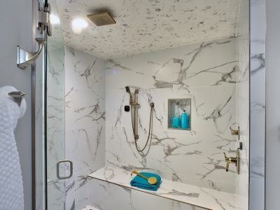 modern bathroom design with steam shower-www.vkhourydesign.com